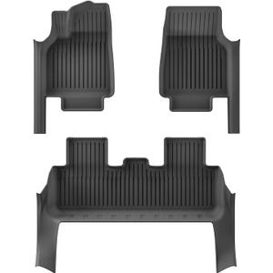 LUCKEASY 3PCS TPE Foot Mats with Door Sill Cover for Tesla Model Y Juniper 2025 2026 Standard/Premium/Performance 1st & 2rd Row Foot Pad Floor Mat All-Weather Black