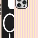 Magnetic Striped Phone Case for iPhone 15 Pro Max, Pink Yellow | Compatible with MagSafe, Cute Stripes Aesthetic Pattern Design, TPU and PC Protective Phone Cover for Women Men Girls Boys