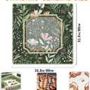 Dark Green Mahjong Mat Boho Floral Mahjong Table Mat 31.5x31.5 in