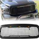 Front Bumper Grille For Dodge Ram 1500 2013-2018 Matte Black ABS Honeycomb Bumper Grill with Amber LED Lights