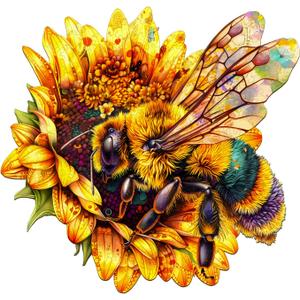 Jigfoxy Wooden Puzzles for Adults, Bee Wood Puzzles Adult, Unique Animal Shape Wooden Jigsaw Puzzles for Adults, Birthday Gifts for Puzzle Lovers, Family, Friend (L-13.4 * 12.8in-250pcs)