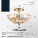 11.8 inch Semi Flush Mount Ceiling Light, 3-Light Close to Ceiling Light Fixtures with Flower Glass, Vintage Ceiling Lights for Hallway Living Room Kitchen Bedroom Bathroom, Amber