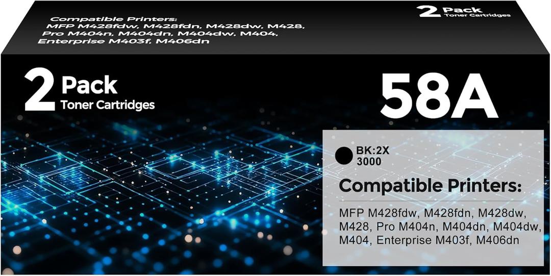 58A CF258A Toner Cartridge 2Pack Compatible with HP 58A 58X CF258A Toner Cartridge Black with Pro MFP M428fdw, M428fdn, M428dw, M428, Pro M404n, M404dn, M404dw, M404(2X 3,000 Pages, Black)