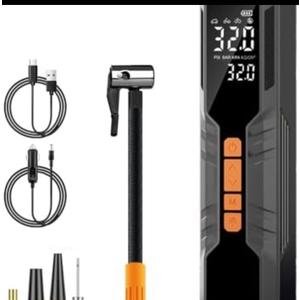 Portable Tire Inflator Air Compressor 4X Air Pump for Car Tires, 12DC Air Pump with Digital Pressure Gauge & LED Lights, 150PSI Tire Inflator for Motorcycle/Bike/Ball/Car Accessories