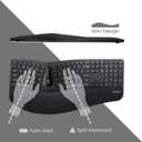 Perixx Periduo-605, Wireless Ergonomic Split Keyboard and Vertical Mouse Combo, Adjustable Palm Rest and Membrane Low Profile Keys, Black, US English Layout (11633)