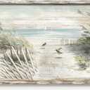 Beach Path Wood Wall Art, Coastal Shorebird Picture, 60"x30" Wall Decor