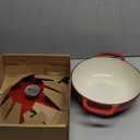 Lodge 3 Quart Enameled Cast Iron Dutch Oven with Lid – Dual Handles – Oven Safe up to 500° F or on Stovetop - Use to Marinate, Cook, Bake, Refrigerate and Serve – Island Spice Red