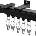 Hoeflife Curtain Track,Ceiling Curtain Track,Wall Mount Curtains Tracks,Heavy Duty Sliding Room Divider Ceiling Mount Curtains Tracks Rails Rod System with Clips 15-18ft Black