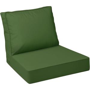 AAAAAcessories Outdoor Deep Seat Cushions with Double Welted Pillow, Waterproof, Fade-Resistant Patio Furniture Replacement Cushions, 25.5" x 25.5" x 5" + 25.5" x 19", Dark Moss Green