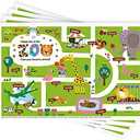 Babebay Disposable Stick-on Placemats 40 Pack for Baby & Kids & Toddler, Sticky Placemats Restaurant Table Mats 12" x 18" (Happy Zoo)