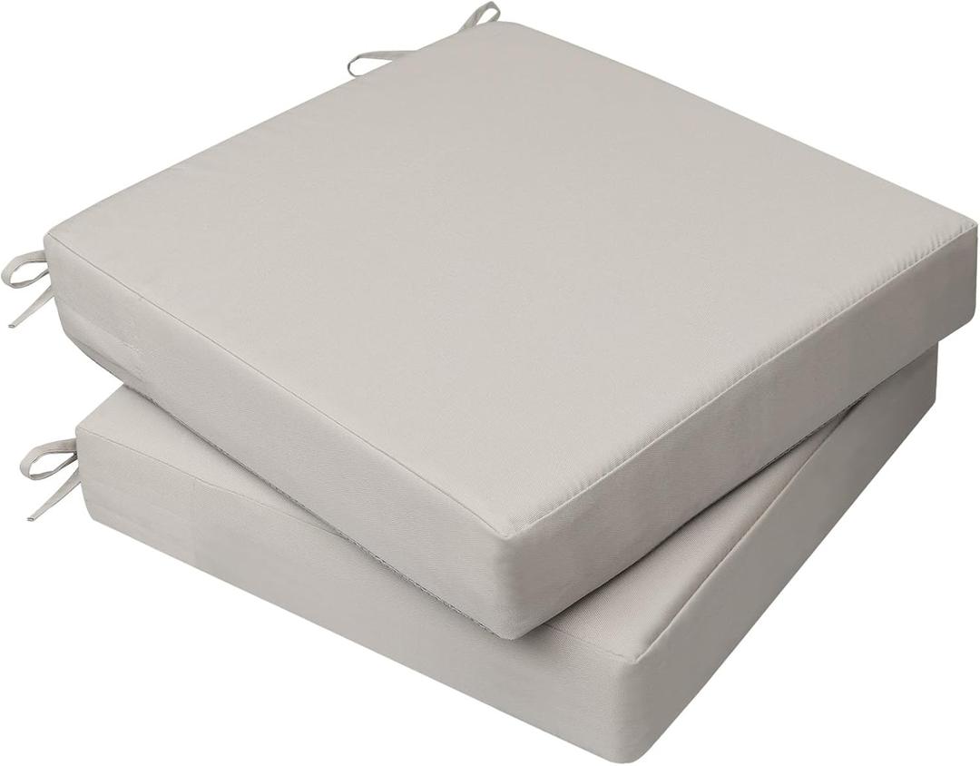 AAAAAcessories Outdoor Seat Cushions for Chairs, Waterproof, Fade-Resistant, 21" x 21" x 3", Patio Furniture Replacement Cushions, Set of 2, Beige