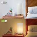 Table Lamps for Bedrooms Set of 2, Minimalist Bedside Lamps Set with Round Fabric Linen Shade,Reading Small Desk Lamp Set of 2 for Kids Room, Night Nightstand Lamp Set for Living Room, Office