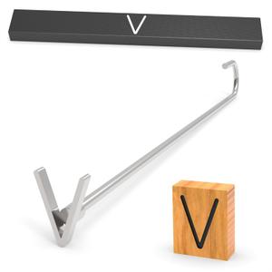 Steak Branding Irons Personalized for Steak, Buns, Wood & Leather | Personalized Stainless Steel BBQ Brander | Branding Stick with Gift Box | 12" Hand-Forged Handle (3" Letter, V, 2 Pack)