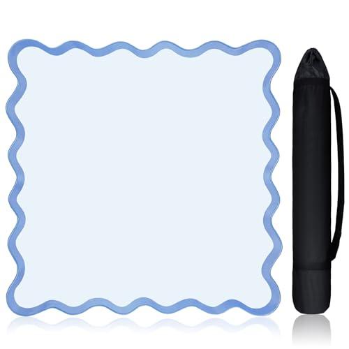 VioraWhite 21" Mini Majiong Mat for Travel Set Cute Scalloped Small Anti Slip Noise Reduction Mahjong Accessories Gifts Domino & Tile Game Table Mat(Blue)