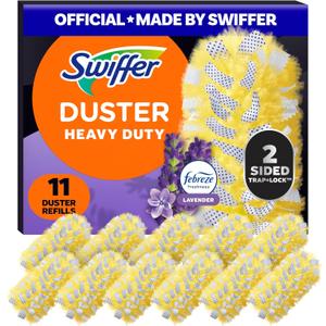 Swiffer Dusters Refill for Cleaning, Feather & Microfiber Duster Disposable Alternative, for Dusting Furniture, Blinds, Ceiling Fans, Walls, Helps Remove Allergens, Heavy Duty, Lavender, 11ct