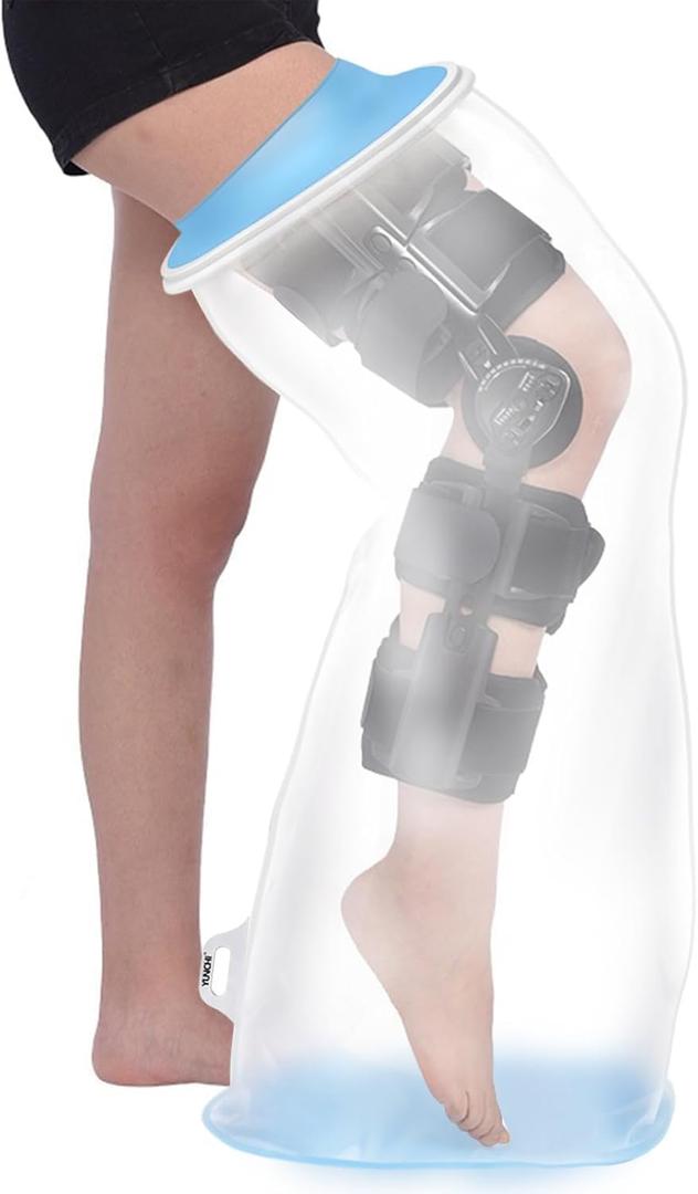 YUNCHI Upgraded Extra Wide Full Leg Cast Cover for Shower after Knee Surgeries with Non-Slip Bottom for Leg Wounds, Bandage, Large Cast, Knee Immobilizer/Brace, Walking Boots, Reusable