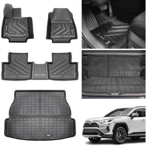 Vanseno Compatible for 2019-2025 Toyota Rav4 Floor Mats & Cargo Liner Trunk Mat Upgrade All-Weather Protection Mat for 2019 2020 2021 2022 2023 2024 2025 Rav 4 Accessories