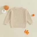 FOMOYUU Baby Girl Boy Knit Sweater Halloween Outfit Embroidery Warm Crewneck Long Sleeve Tops Fall Winter Clothes (3-6 Months, Khaki)