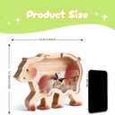 Wooden Bear Piggy Bank for Kids, Cute Unbreakable Money Coin Bank Jar, Safe Money Box, Transparent Saving Jar, Birthday Easter Anniversary Baptism Gifts for Boys Girls Toddler, Bear Lovers (Large)