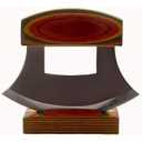 Multi-Colored Exotic Wood Handled Ulu with Stand