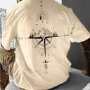 GORGLITTER Men's Drop Shoulder Graphic Tee T-Shirts Crewneck Short Sleeve Casual Summer Tops Khaki Medium