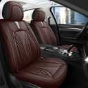 Car Seat Covers for 2 Seats - Nappa Leather 3D Foam Back Support, Super Breathable, All Season Car Seat Cushion with Storage Bags, Universal Fit for Most Cars, Colour- Coffee Brown