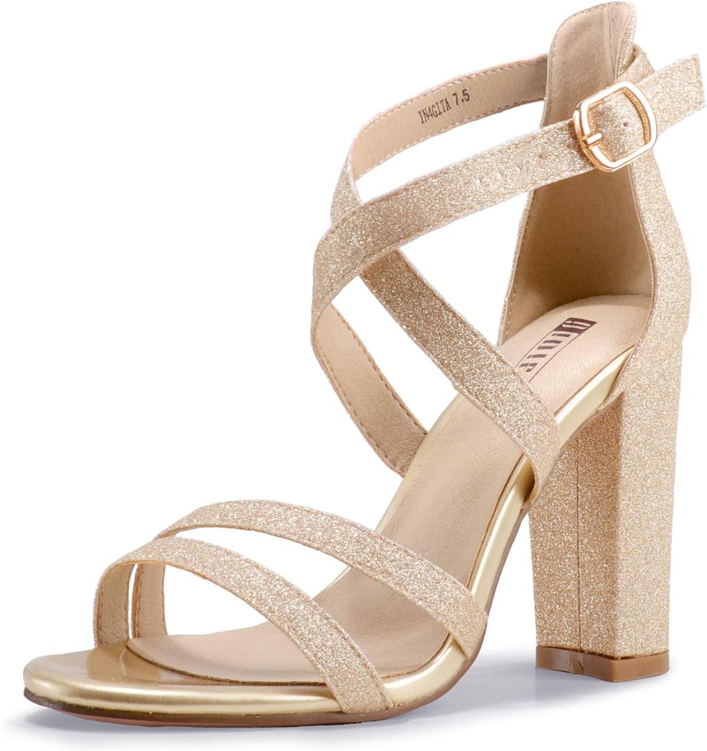 IDIFU Women's Chunky High Heel Sandal Strappy Open Toe Ankle Strap Dress Shoes for Women Bridesmaid Ladies in Wedding Bridal Evening Homecoming Prom (8)