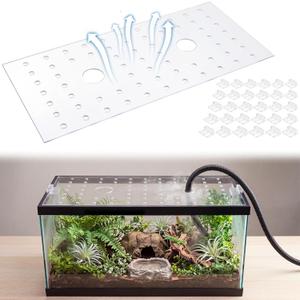 Sieral Clear Aquarium Polycarbonate Canopy Set with 30 Cover Clips 28.61 x 10.98 x 0.12 Inches for 20/29/37 Gallon Without Center Brace Aquariums Cover Anti-Jump Net Canopy