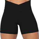 Sunzel Crossover Biker Shorts for Women, No Front Seam V High Waist Yoga Workout Gym Shorts with Tummy Control (Medium, Black)