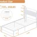 Merronix Twin Bed Frames with Charging Station, 2 Tiers Storage Headboard Twin Sized Bed No Box Spring Needed Heavy Duty Metal Platform, White