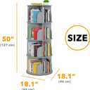SpaceAid 4 Tier Rotating Bookshelf Tower, Spinning Bookcase Lazy Susan, Revolving 360 Book Shelf Storage Round Carousel, Vertical Rotate Turning Spiral Corner Organizer, Gray, 4 Tier, 50" H