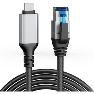 USB C to Ethernet Cable 10 FT, Gigabit Network, Round Type C to RJ45 LAN Cord, Directly Connected, Thunderbolt 3/4 Compatible, for MacBook Pro/Air, iPhone 15, iPad Pro, Galaxy, Smartphone, Laptop, PC