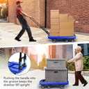 Folding Hand Truck 500lbs, Portable Heavy Duty Dolly Cart, 6 Wheels Collapsible Luggage Cart with 2 Elastic Ropes - Compact Trolley Cart for Easy Moving - Ideal Hand Cart for Travel and More (17, Blue)