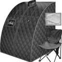 ouluu Infrared Saunas for Home, Portable Dry Sauna with Heating Foot Pad, Infrared Sauna with Sauna Chair, 2.6 x 2.6 x 3.5, Black and Blue