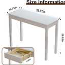 Solid Wooden Desk with Drawers - 39 x 16 Inch Modern Narrow Desks, Rubberwood Simple Study Table, Small Writing Desk for Bedroom|Small Spaces - White Desks, 39.4 in W x 15.7 in D