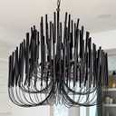 TOCHIC Modern Farmhouse Chandelier for Dining Room 36", Large Vintage Black Wood Chandeliers Light for Living Room, Rustic Pendant Lighting Fixture Ceiling Hanging for Foyer Bedroom Entryway
