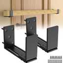 Laowu Adjustable Door Barricade Brackets, 2x4 Door Bar Holder, 4.4mm Thickened Heavy Duty Carbon Steel, Black, 2 Pack, Midlong