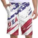 LEOPOM USA Men's Golf Shorts USA Work Polo Dress Short for Men Lightweight Quick Dry Multi-Pocket, X