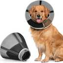 Breathable Mesh Dog Cone Collar with Soft Liner for Surgery, Elizabethan Recovery Alternative to Stop Licking,Pet Neck Collar for Large Medium Small Breeds(Matte Black,4) (4(Neck:11-15in, Depth:9.0in))