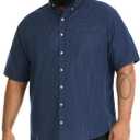 Van Heusen Men's Big and Tall Wrinkle Free Short Sleeve Button Down Shirt, No-Tuck Length, Comfortable Stretch Fabric (3X-Large, Carbon Blue)
