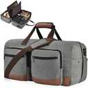 Duffle Bag for Travel, Canvas Travel Duffel Bags with Lay-Flat Design, Large Travel Duffle Overnight Weekend Gym Carry On Duffel Bag for Men & Women(Grey)
