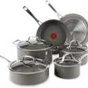 T-fal Ceramic Excellence Reserve Ceramic Nonstick Cookware Set 10 Piece Induction Oven Broiler Safe 500F Pots and Pans Grey