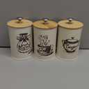 Youeon Small Canister Sets for Kitchen Counter, 25 Oz Coffee Sugar Tea Canister Set, Metal Vintage Kitchen Container 3 Pack, Food Storage Containers with Bamboo Lid, Farmhouse Decor, Beige