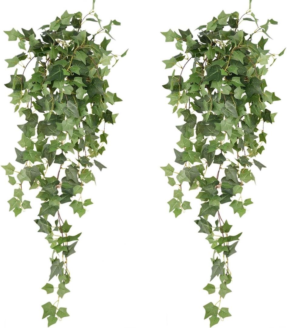 Artificial Hanging Plant, 2Pcs Faux Potato Greenery Vines Garland Hanging Plants Fake Ivy Plant Vine for Home Decor Indoor Outdoor Wall Living Office Wedding Party Garden Decorations