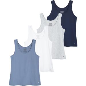 Lucky Brand Women's Tank Top - 4 Pack Stretch Cotton Scoop Neck Sleeveless T-Shirt (S-XL) (Medium)
