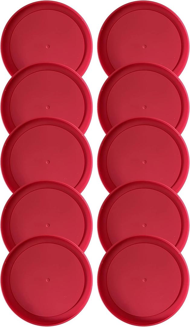 Replacement Lids fits Pyrex 2-Cup Glass Food Storage Container Bowls, 5-Inch Plastic Round Lids Covers for Pyrex 7200-PC, Airtight & Leakproof (10-Pack, Red)