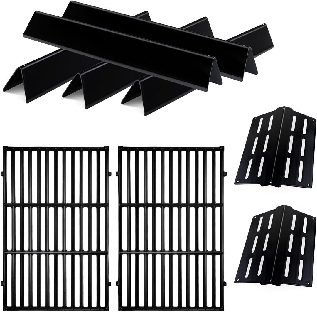 Genesis E310 Grill Parts Cast Iron E330 Grill Grates for Weber Genesis S330 EP310 with 7620 Porcelain Flavorizer Bars 7622 Heat Deflector Grill Replacement Parts for Weber 300 Series