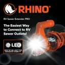 Camco Rhino RV Sewer Hose Extender PRO 5 Sewer Hose Extension Torque-Grip Handle with Built-in LED Flashlight The Easiest Way to Connect Your RV Sewer Hose (39570)