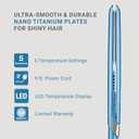 BabylissPRO Nano Titanium Ultra-Sleek Hair Straightener, Flat Iron for All Hair Types, Blue