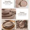 Stoneware Dinnerware Sets with Pasta Bowls, Dish Set for 4